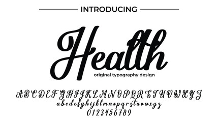 Health Font Stylish brush painted an uppercase vector letters, alphabet, typeface