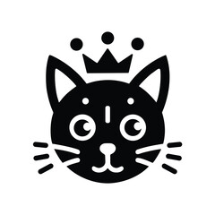 Minimal Cat face with crown Royal logo
