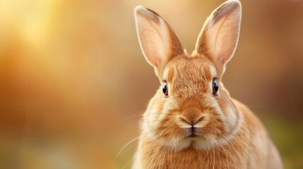 Cute Rabbit with Curious Eyes in Close-Up View
