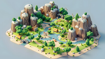 Battle Royale Game Map 3D