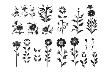 Botanical flowers silhouette