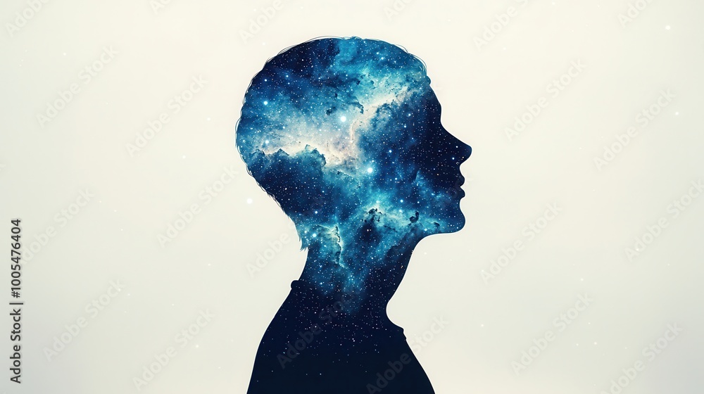 Poster Silhouette of a Person with a Galaxy in Their Head.