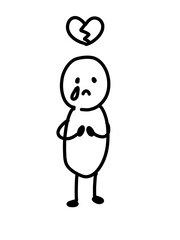 失恋した人のゆるいイラスト