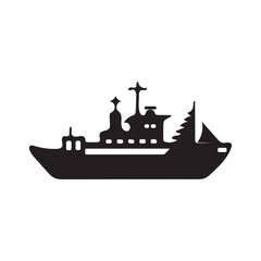 Obraz premium Vector motor boat silhouette image.