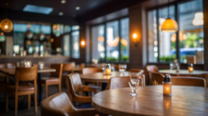 Blur image of restaurant with bokeh for background usage