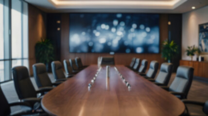 Fototapeta premium Blur image of conference room with bokeh for background usage