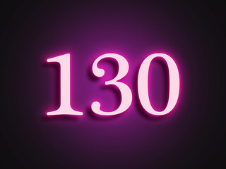 Pink glowing Neon light text effect of number 130.	