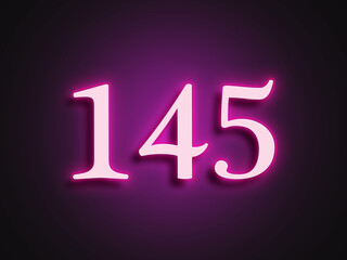 Pink glowing Neon light text effect of number 145.	