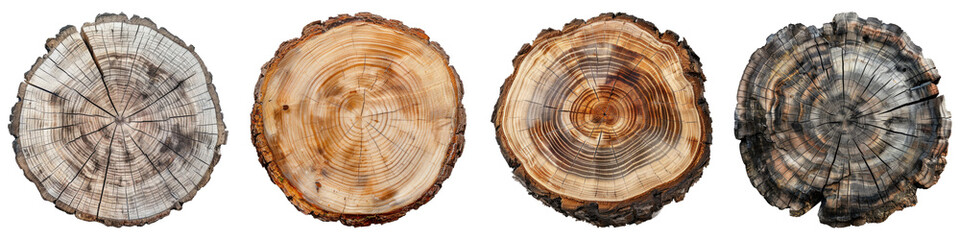 Sliced tree isolated on transparent background