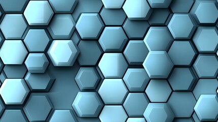 Fototapeta premium Abstract hexagonal pattern in shades of blue - geometric design trend