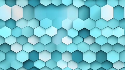 Naklejka premium Modern hexagonal pattern with 3d illusion in shades of blue and turquoise