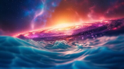 Tranquil Galaxy Scene with Serene Waves