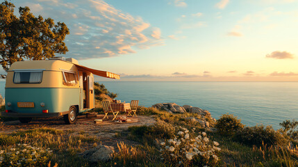vintage caravan, AI generated