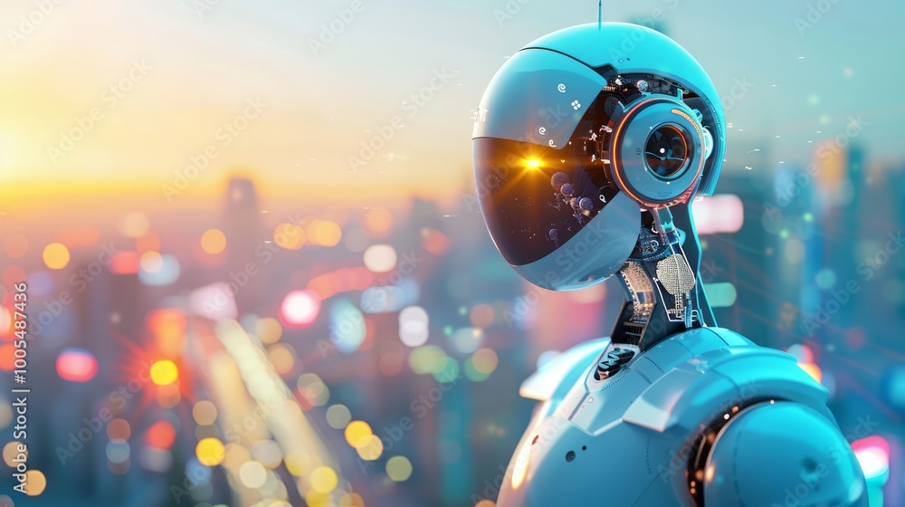 Poster futuristic robot with artificial intelligence features