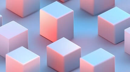 Obraz premium Geometric 3d cubes in soft pastel colors with modern lighting and shadow play