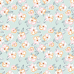 Abstract flowers texture print pattern. Summer style colurful design