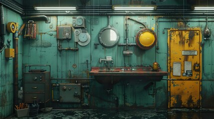 Futuristic Industrial Bathroom Interior Design