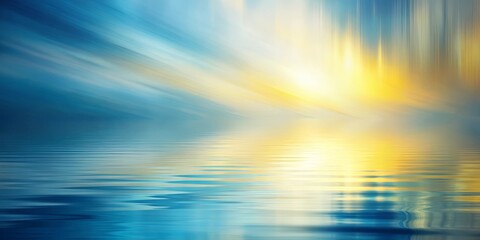 Obraz premium Soft Light Reflects On Still Water, Hues Of Blue And Yellow Blend In Harmony