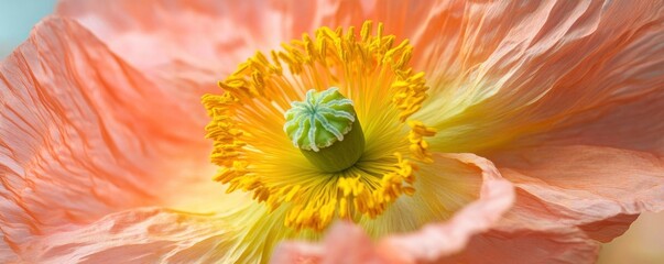 A poppy with yellow and peach colors.