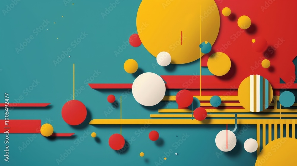 Poster minimal retro composition with colorful elements