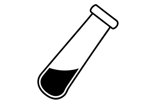 black and white test tube with liquid clip art preview