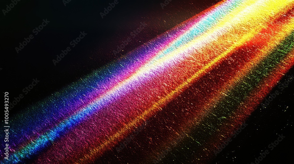 Poster spectacular display of colorful light beams creating a vibrant spectrum against a dark background, i