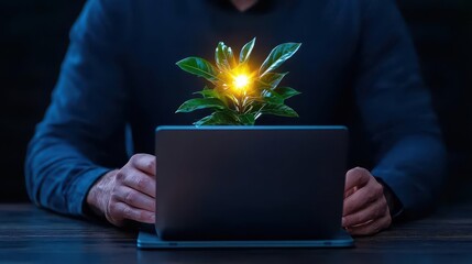 A close-up shot of hands working on a laptop, symbolizing remote work productivity