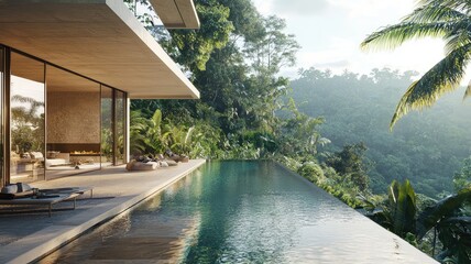 Stunning infinity pool overlooking a lush tropical landscape, ideal for relaxation and luxury retreats in nature.
