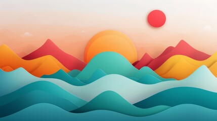 Minimalist Vector Landscape Illustration with Clean Lines