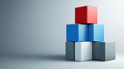 Obraz premium Stack of Colorful Cubes on a Gray Background