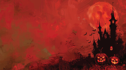 Scary Halloween background with pumpkin lanterns, Halloween elements, Happy Halloween