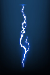 Lightning animation with sparks. Electricity thunderbolt danger, light electric powerful thunder. Bright energy effect, vector illustration