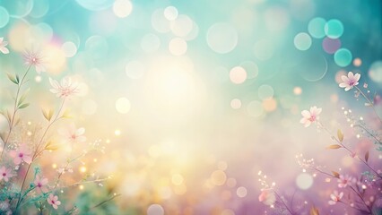 Delicate Blossoms Against a Blurred Background of Pastel Hues and Shimmering Lights