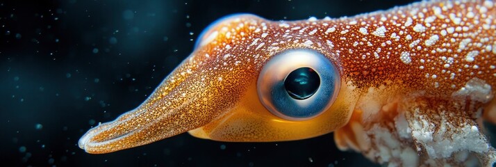 Photo of a squid with water droplets is appropriate for themes involving marine life.