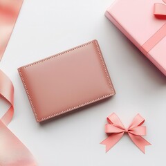 Personalized leather wallet, birthday gift packaging, illustration