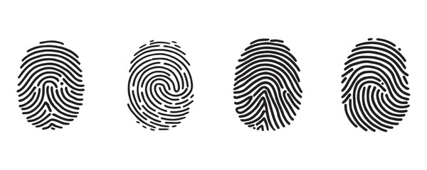 set of finger print fingerprint lock secure security logo vector icon