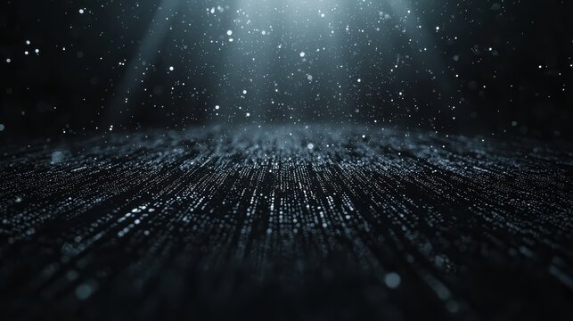 Data Universe: Abstract Binary Code Patterns and Luminous Lines in Technological Tapestry