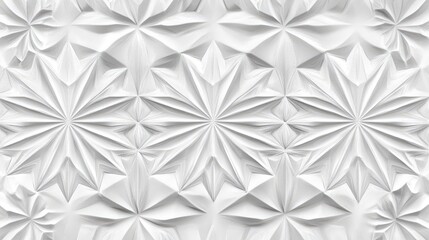 Folded white paper with sharp creases creating geometric patterns on a minimal background