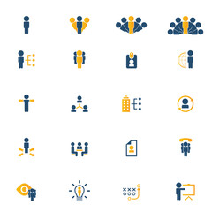 Fototapeta premium Universal business management and human resources icon set. Universal icons for web and mobile. Vector.