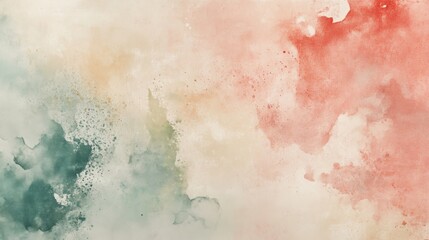 Obraz premium Abstract watercolor texture with soft hues of red, green, and beige.