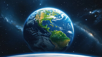 Fototapeta premium Earth from Space: A Beautiful Blue Marble