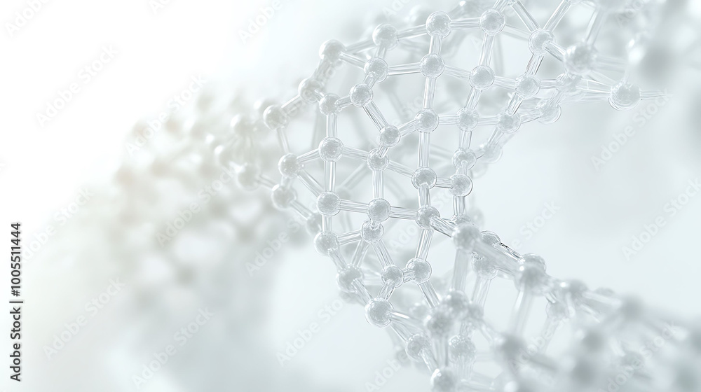 Poster abstract 3d render of a white helix structure against a white background.