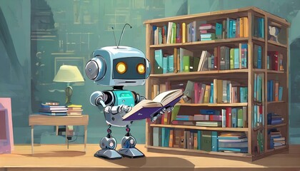 Fototapeta premium Mini Robot Fixing a Bicycle