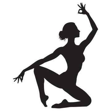 recommend clip art: Woman Practicing Yoga Silhouette, Flexible Woman Lunging Pose Yoga Silhouette