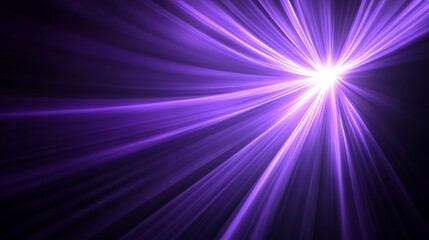 Abstract purple light rays radiating from a bright white center against a black background.