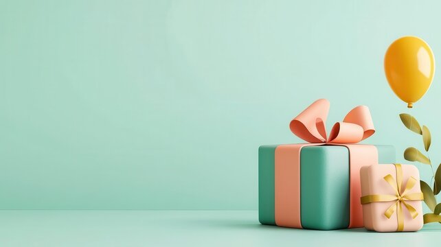 Wrapped gift with customized wrapping paper, joyful atmosphere, illustration