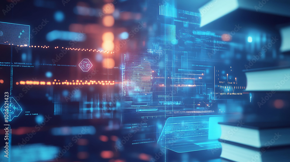 Poster abstract digital data and information flow.