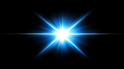 Obraz premium A bright blue starburst on a black background.