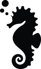seahorse silhouette vector icon flat illustration logo clipart