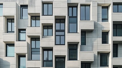 Fototapeta premium Modern architectural design featuring unique window arrangements.